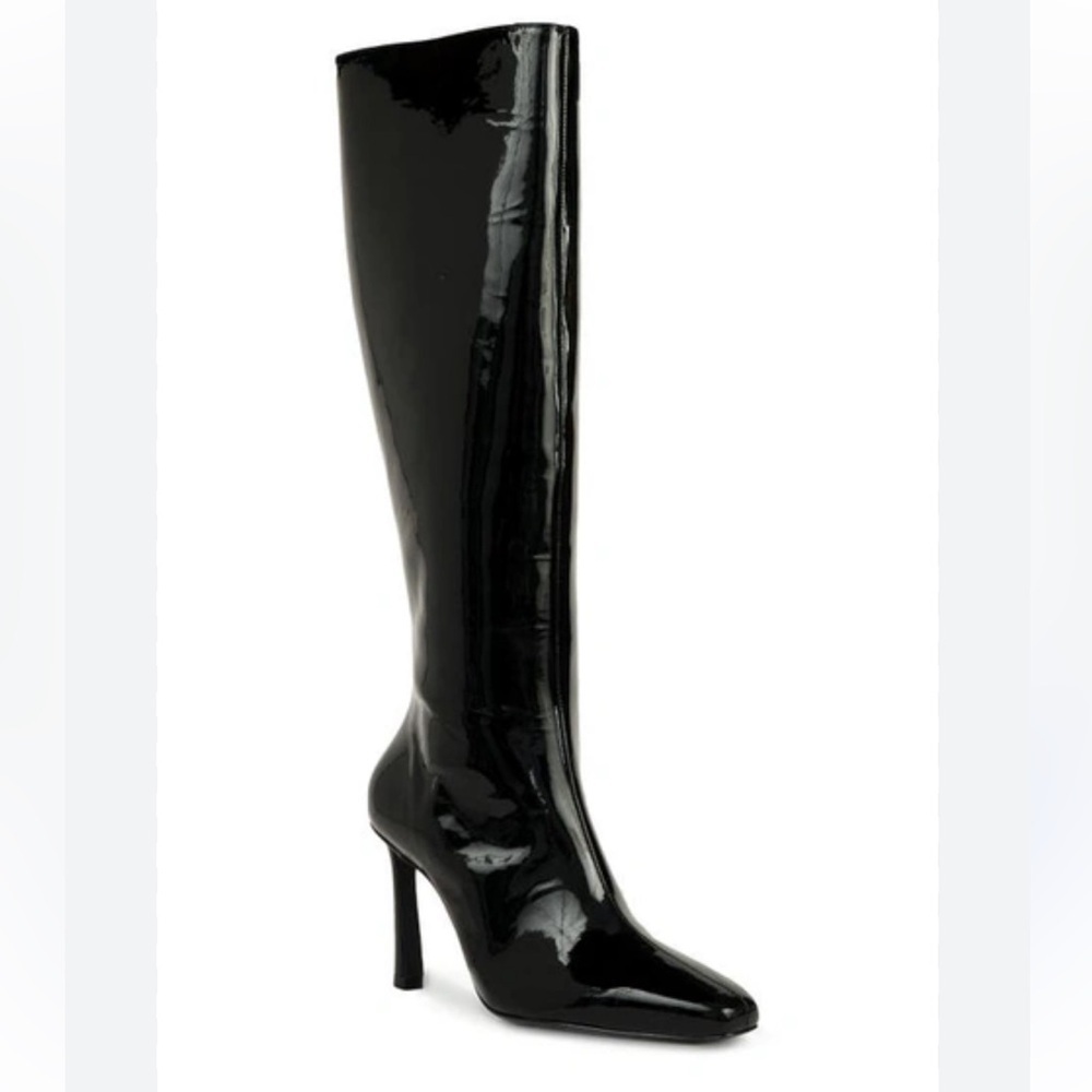 Black Suede Studio Liz boots black knee high Patent Leather Heels Revolve 39 9
